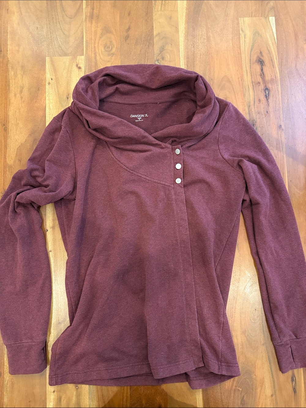 Danskin Women’s Maroon Cowl Neck Long Sleeve Pullover